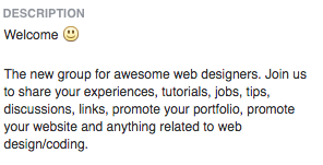 Facebook群组Web Designers的描述