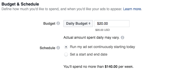 Facebook工作广告|预算