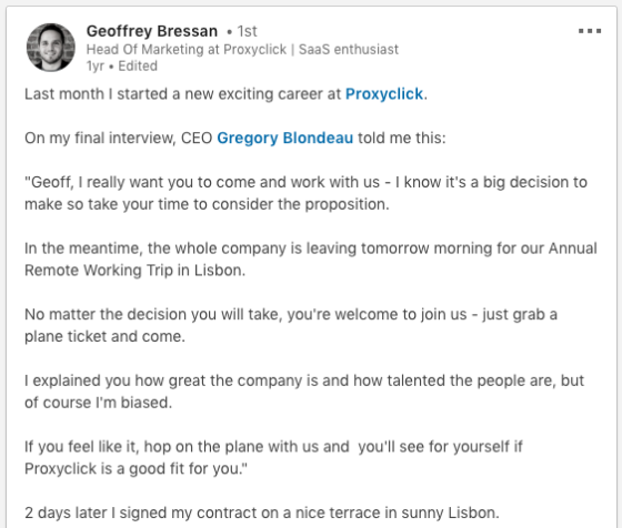 伟大的公司文化的关键要素-Geoffrey on LinkedIn